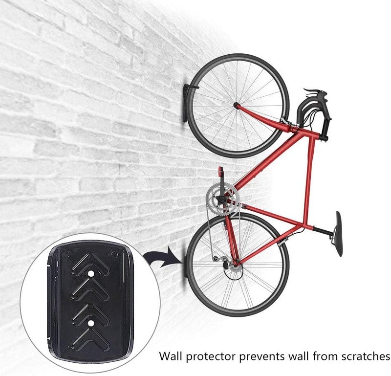 Dirza Bike Wall Mount Rack with Tire Tray - Vertical Bike Storage Rack for Indoor,Garage,Shed - Easy to install - Great for Hanging Road,Mountain or Hybrid Bikes - Screws Included - 2 Pack - Image 4