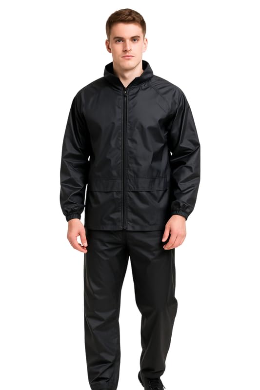 Krystle Men's Waterproof Rain Suit Set – Jacket & Pants | Windproof & Lightweight (Black,XXLarge) - Image 5