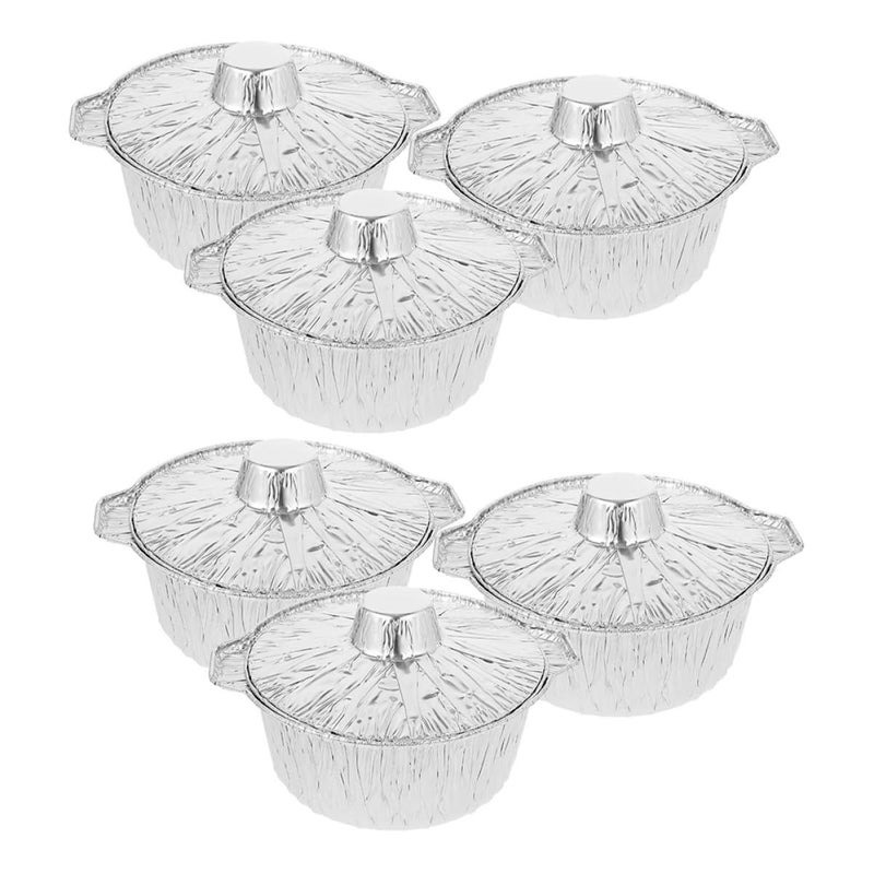 10 Inch Disposable Aluminum Foil Pans With Lids 3500ml Round Baking Grilling Food Containers 6 Pack - Image 2