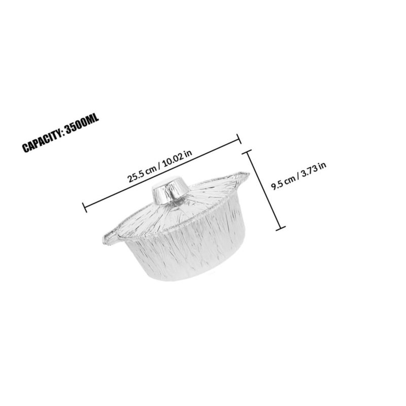 10 Inch Disposable Aluminum Foil Pans With Lids 3500ml Round Baking Grilling Food Containers 6 Pack - Image 3