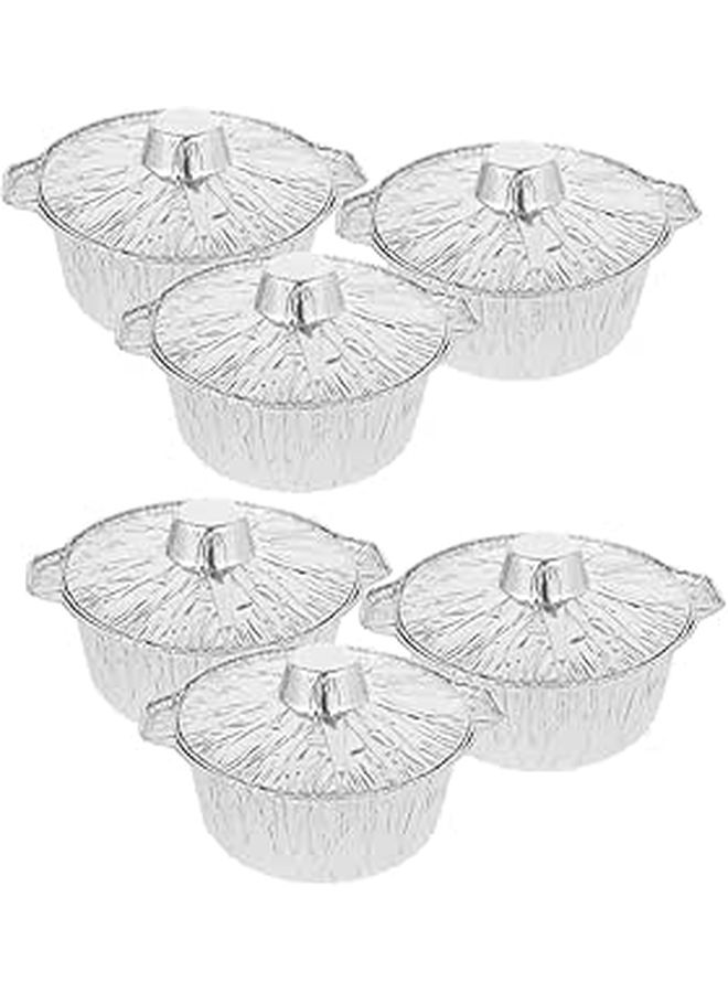10 Inch Disposable Aluminum Foil Pans With Lids 3500ml Round Baking Grilling Food Containers 6 Pack - Image 1