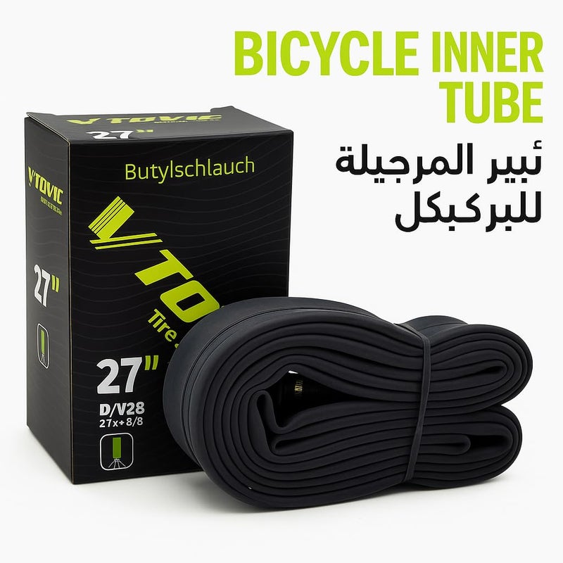 V-Tovic Tires 27" Bicycle Inner Tube DV28 Valve – 27x1 3/8 Heavy Duty Butyl Rubber Bike Tube, Replacement Tire Tube for Road, Mountain & City Bikes, Wheelchair & Racing Cycles - Image 3