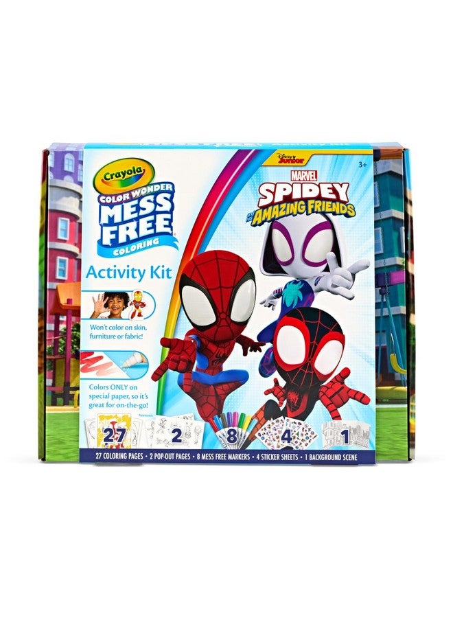 Crayola مجموعة كرايولا كولور وندر سبايدي وأصدقائه المذهلين، تلوين بدون فوضى، صفحات تلوين سبايدرمان وملصقات، لعبة سبايدرمان، هدية للأطفال - Image 1