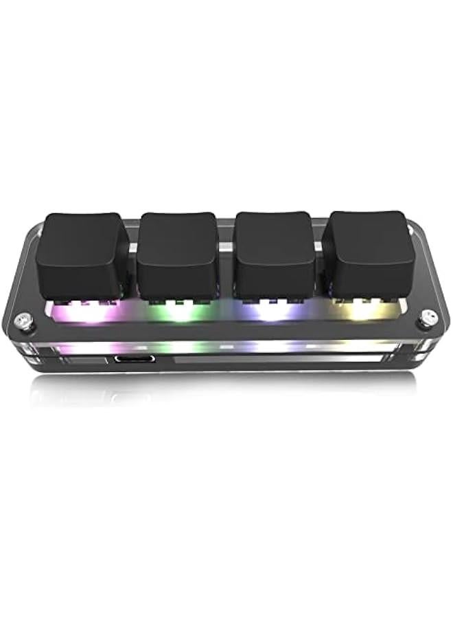 4 Keys Mini Keypad One Handed Mechanical Gaming Keyboard, Multifunctional Shortcut DIY Programmable Macro Keyboard, RGB Backlight, Plug and Play, OSU Gaming Keyboard for Office, Game, Music, etc. - Image 1