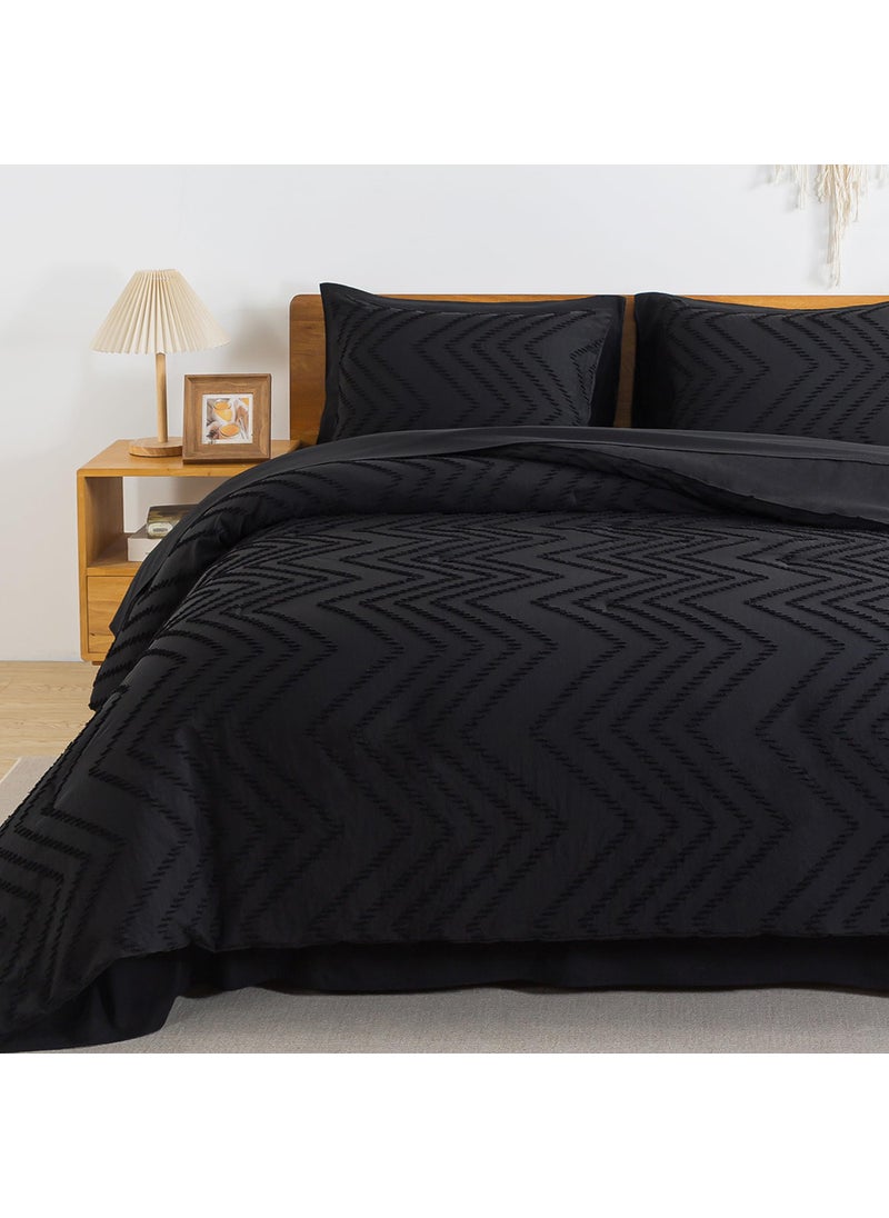 Litanika Litanika Oversized King Size Comforter Set with Sheets Black - 7 Pieces Bed in a Bag Oversized King Boho Tufted Complete Beddding Sets with Comforter  Sheets  Pillowcases & Shams  - Image 3