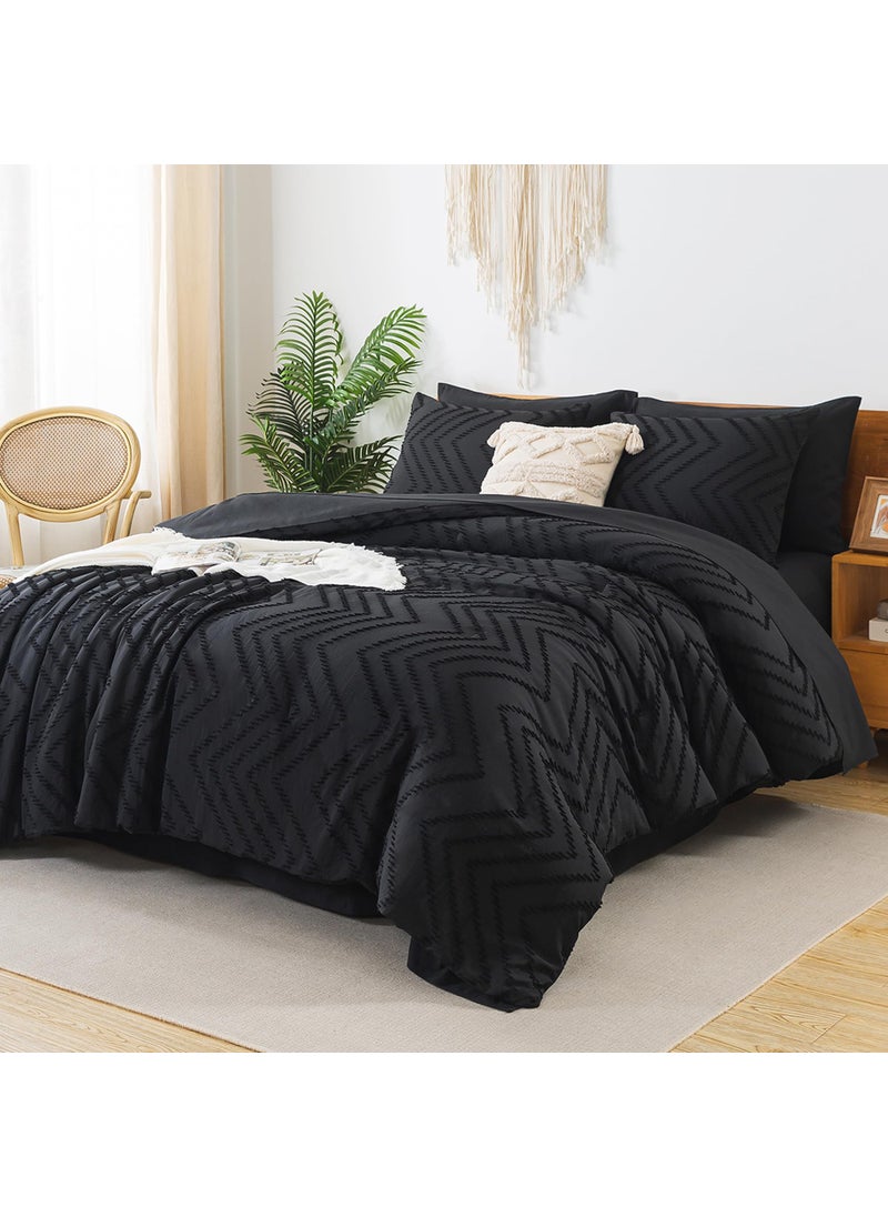 Litanika Litanika Oversized King Size Comforter Set with Sheets Black - 7 Pieces Bed in a Bag Oversized King Boho Tufted Complete Beddding Sets with Comforter  Sheets  Pillowcases & Shams  - Image 2