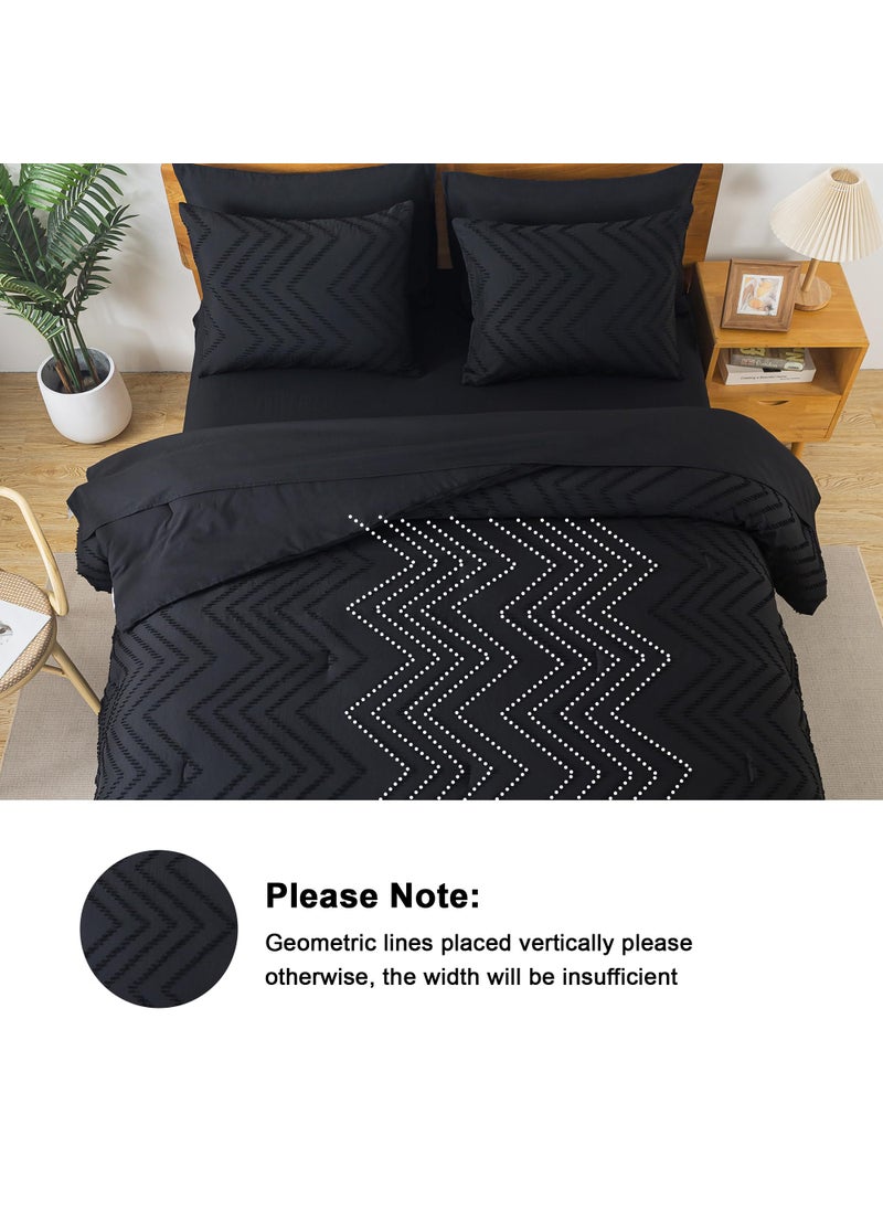 Litanika Litanika Oversized King Size Comforter Set with Sheets Black - 7 Pieces Bed in a Bag Oversized King Boho Tufted Complete Beddding Sets with Comforter  Sheets  Pillowcases & Shams  - Image 5