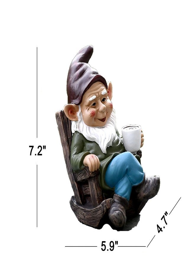 OwMell Drinking Coffee Garden Gnome Statue Decoration 7.3" Gnome Figurine Statue Ornament for Indoor Outdoor Home Garden Patio Yard Lawn - Image 2