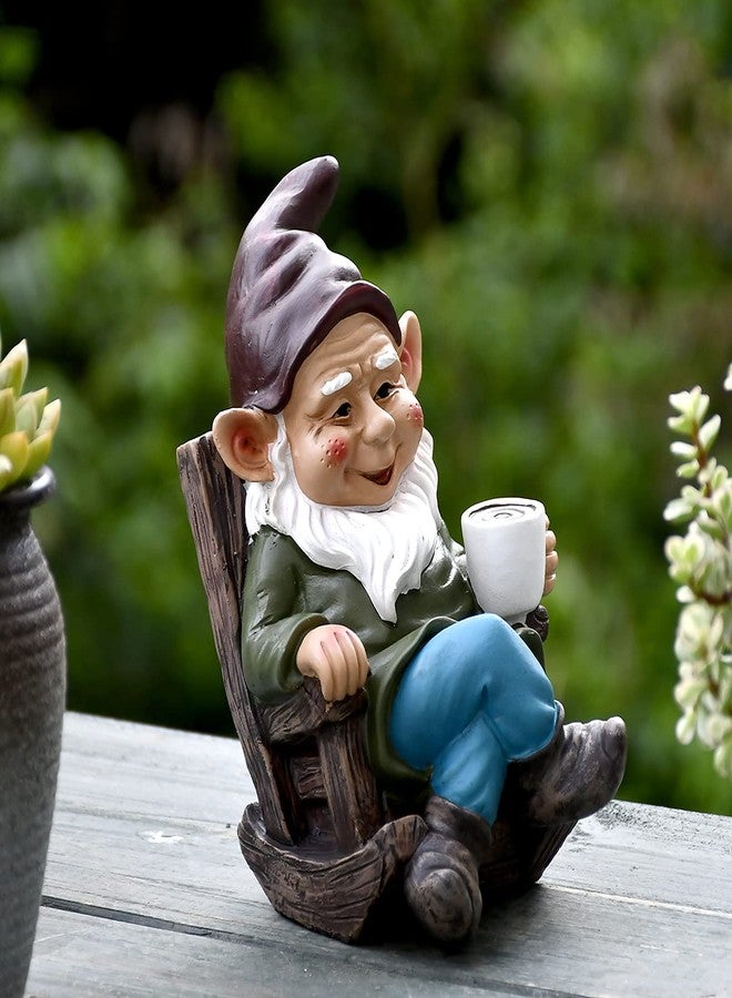 OwMell Drinking Coffee Garden Gnome Statue Decoration 7.3" Gnome Figurine Statue Ornament for Indoor Outdoor Home Garden Patio Yard Lawn - Image 3