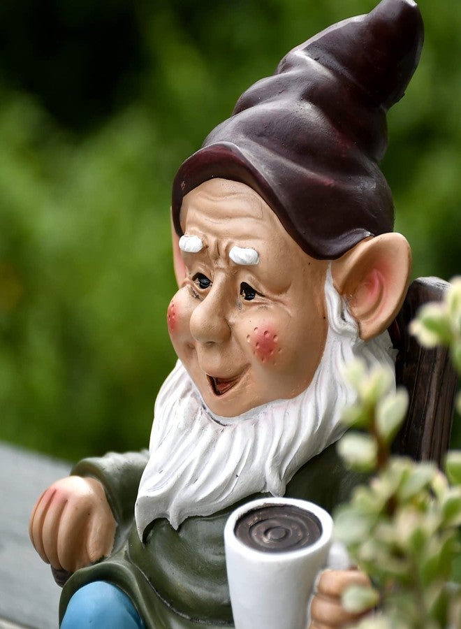 OwMell Drinking Coffee Garden Gnome Statue Decoration 7.3" Gnome Figurine Statue Ornament for Indoor Outdoor Home Garden Patio Yard Lawn - Image 4