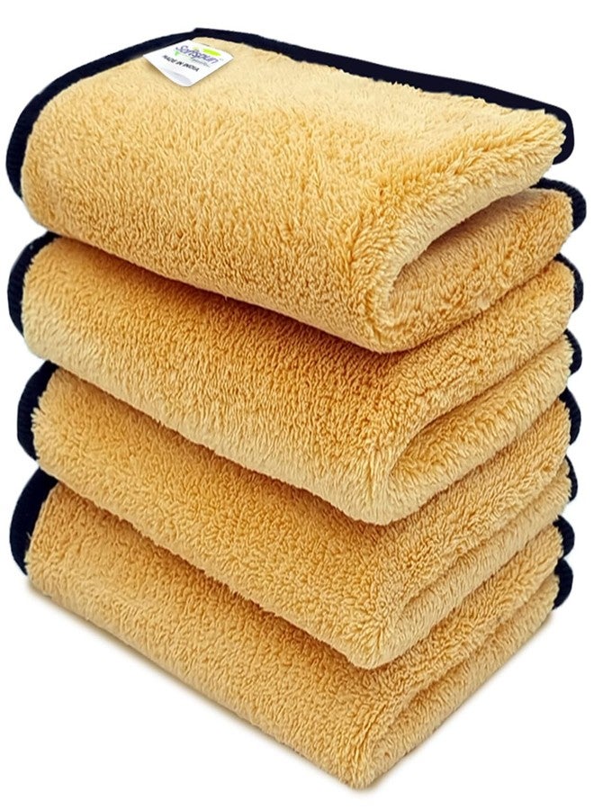 SOFTSPUN Microfiber Hand & Face Wipes 280 GSM 20x30 Cms, 4 Piece Towel Set, (Beige Colour) Super Soft & Silky for Hand, Face and Body - Hypoallergenic Sensitive Skin Wipes & Washcloths.… - Image 1