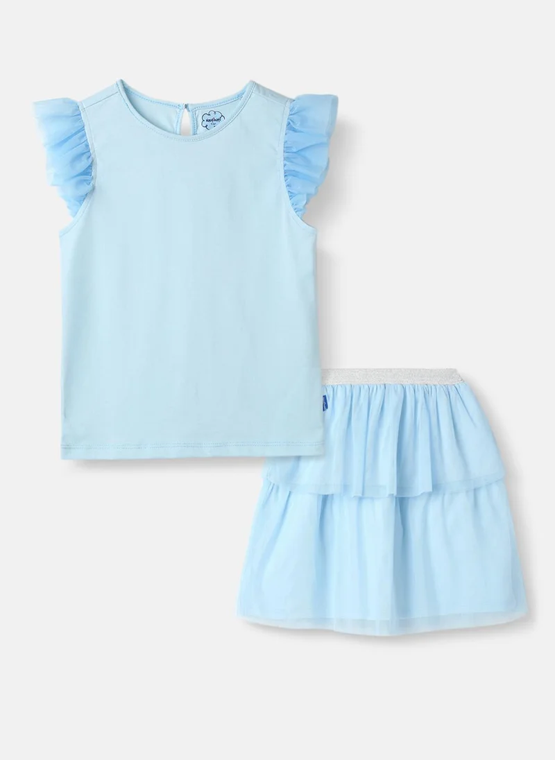 Nautinati Nautinati's Girls' Party Set of Tiered Tulle Skirt and Top With Hairband