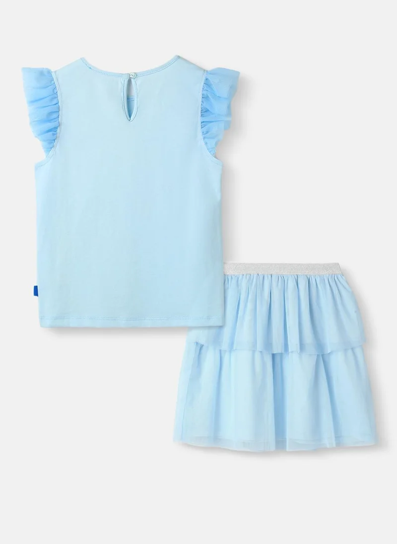 Nautinati Nautinati's Girls' Party Set of Tiered Tulle Skirt and Top With Hairband