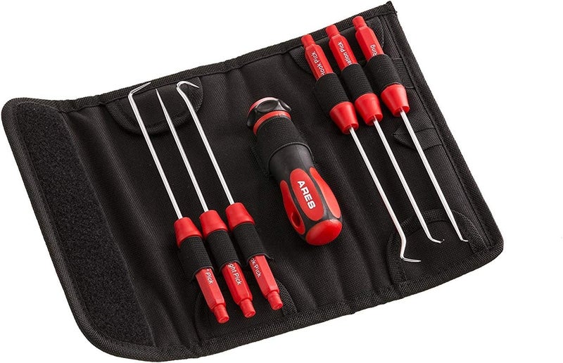 ARES 70255 - Interchangeable Hook and Pick Set - 6-Piece Set Includes Convenient Storage Pouch - Chrome Vanadium Steel Shafts - Easily Remove Hoses, Gaskets and More - Image 1