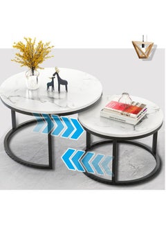 Arabest Coffee Table Living Room, Creative Home Round Table, Small Apartment Marble Wrought Iron Tea Table  - Image 5