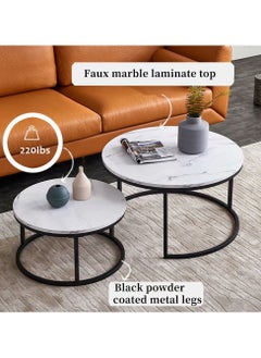 Arabest Coffee Table Living Room, Creative Home Round Table, Small Apartment Marble Wrought Iron Tea Table  - Image 4