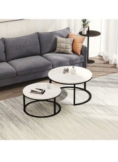 Arabest Coffee Table Living Room, Creative Home Round Table, Small Apartment Marble Wrought Iron Tea Table  - Image 3