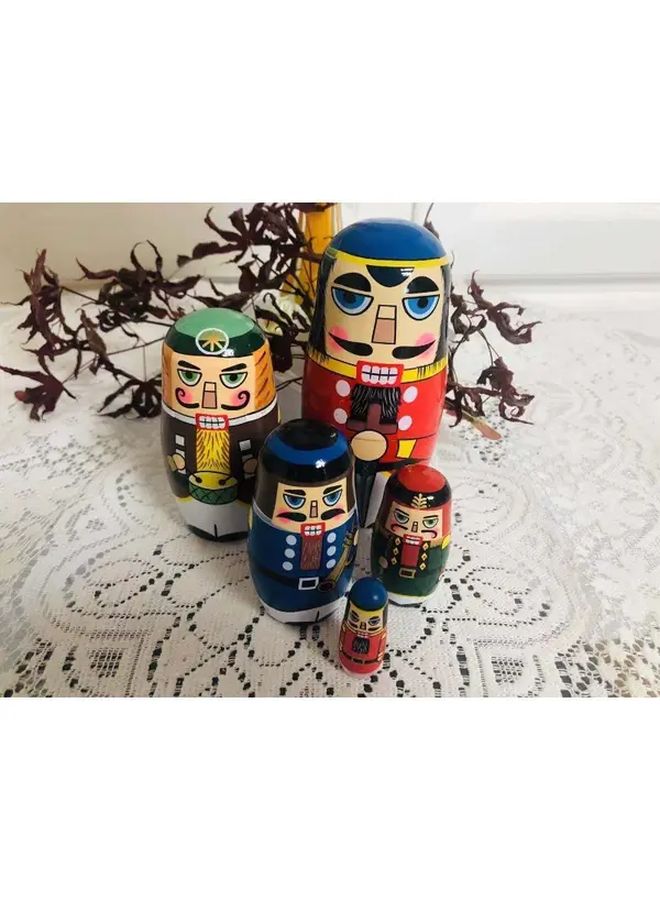 Puppet Set 5Pcs Style 09 Handmade Wooden Dolls Stacked Toys DIY Christmas Birthday Gift - Image 5