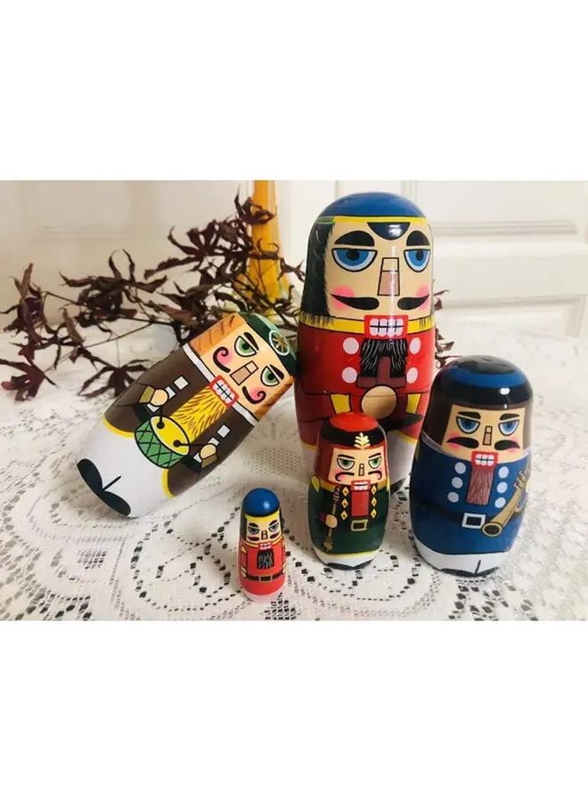 Puppet Set 5Pcs Style 09 Handmade Wooden Dolls Stacked Toys DIY Christmas Birthday Gift - Image 4
