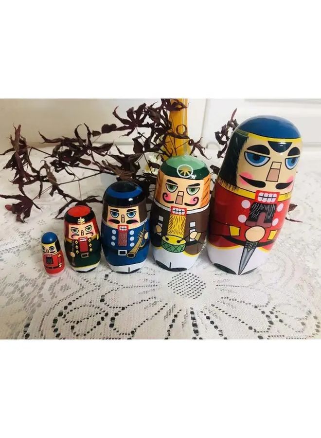Puppet Set 5Pcs Style 09 Handmade Wooden Dolls Stacked Toys DIY Christmas Birthday Gift - Image 1