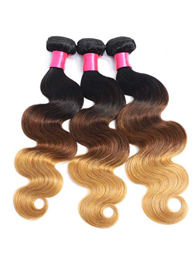 Misoun Ombre Human Hair Bundles 1b427 Three Tone Brazilian Ombre Body Wave 3 Bundles 14 16 18inch 100 Unprocessed Virgin Human Hair Bundles Weaves Extensions for Women - Image 1