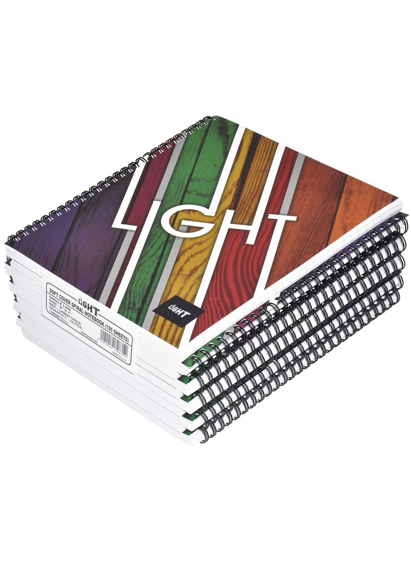 FIS LIGHT Pack of 10  Spiral Soft Cover Notebook, Single Line, 9X7 Inches (22.86 X 20.32 CM), 100 Sheets -LINB971603S - Image 1