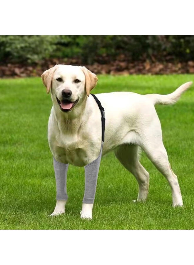 IDOMIK Dog Recovery Suit Front Legs, Dog Recovery Sleeve After Surgery with Elastic Band, Protective Elbow Protector for Medium Large Dogs, Dog Cone Alternative to Stop Licking Leg Wounds,Grey,L - Image 5