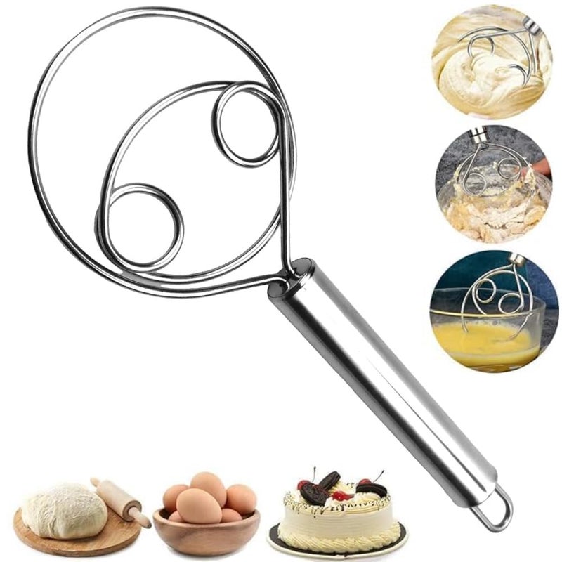 ZOMBIO ZOMBIO Stainless Steel Atta Kneader Dough Maker Flour Mixer Bread Mixing Tool Roti Atta Blender Beater Manual Flour Mixer for Egg Bread Cake Pastry Pizza Dough  - Image 1