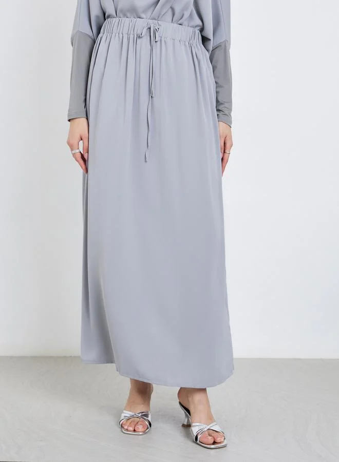 Take Two Take Two Solid Hoodie Batwing Sleeve Abaya with Skirt Set