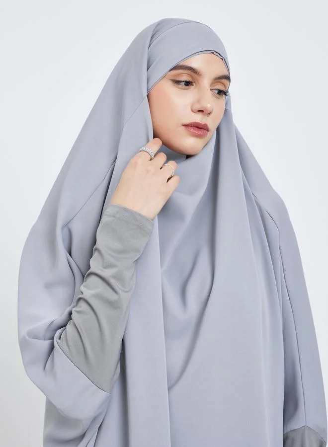 Take Two Take Two Solid Hoodie Batwing Sleeve Abaya with Skirt Set