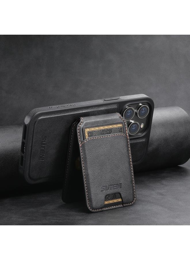 Suteni Case For iPhone 12 M2 Oil Wax MagSafe Horizontal Card Bag Phone Case - Image 2