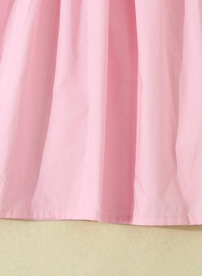 Take Two Take Two Girls Pink Smocked Detail Embroidered Dress
