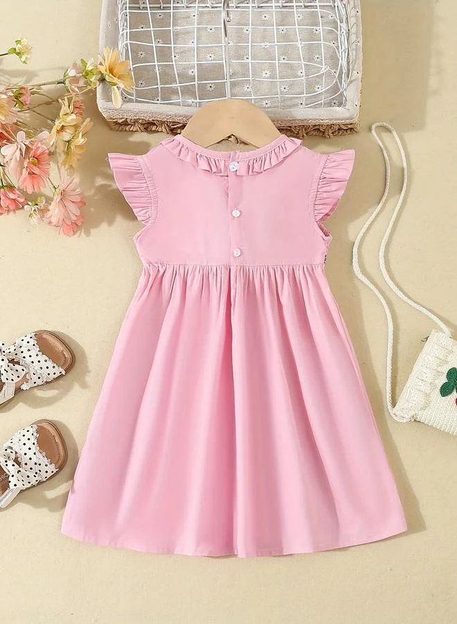 تايك تو Take Two Girls Pink Smocked Detail Embroidered Dress