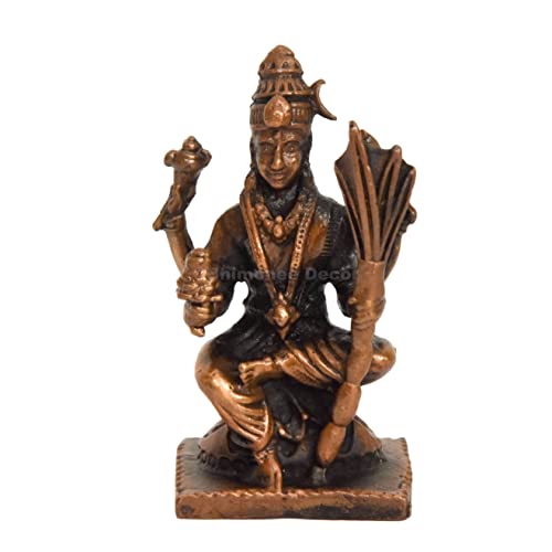 Bhimonee Decor 2.25-Inch Handmade Copper Rajarajeshwari Idol – Patina Antique Finish - Image 1