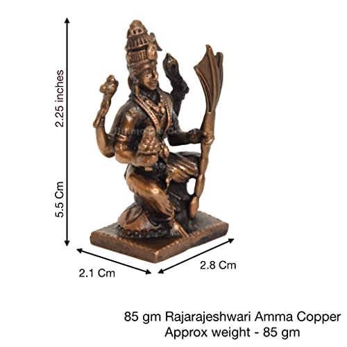 Bhimonee Decor 2.25-Inch Handmade Copper Rajarajeshwari Idol – Patina Antique Finish - Image 2