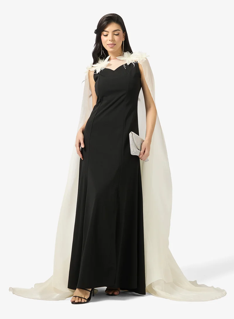 Namshi x  Monochrome Sweetheart Neckline Dress with Cape for Women | Best Price UAE