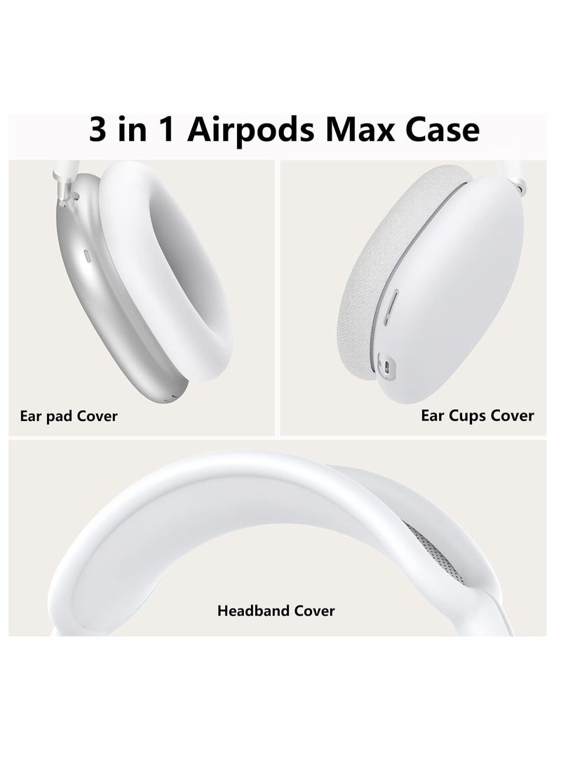 Mmmon - Silicone Case Cover for AirPods Max Headphones,Anti-Scratch Ear Pad Case Cover/Ear Cups Cover/Headband Cover for AirPods Max,Accessories Soft Silicone Skin Protector for Apple AirPods Max(White) - Image 1