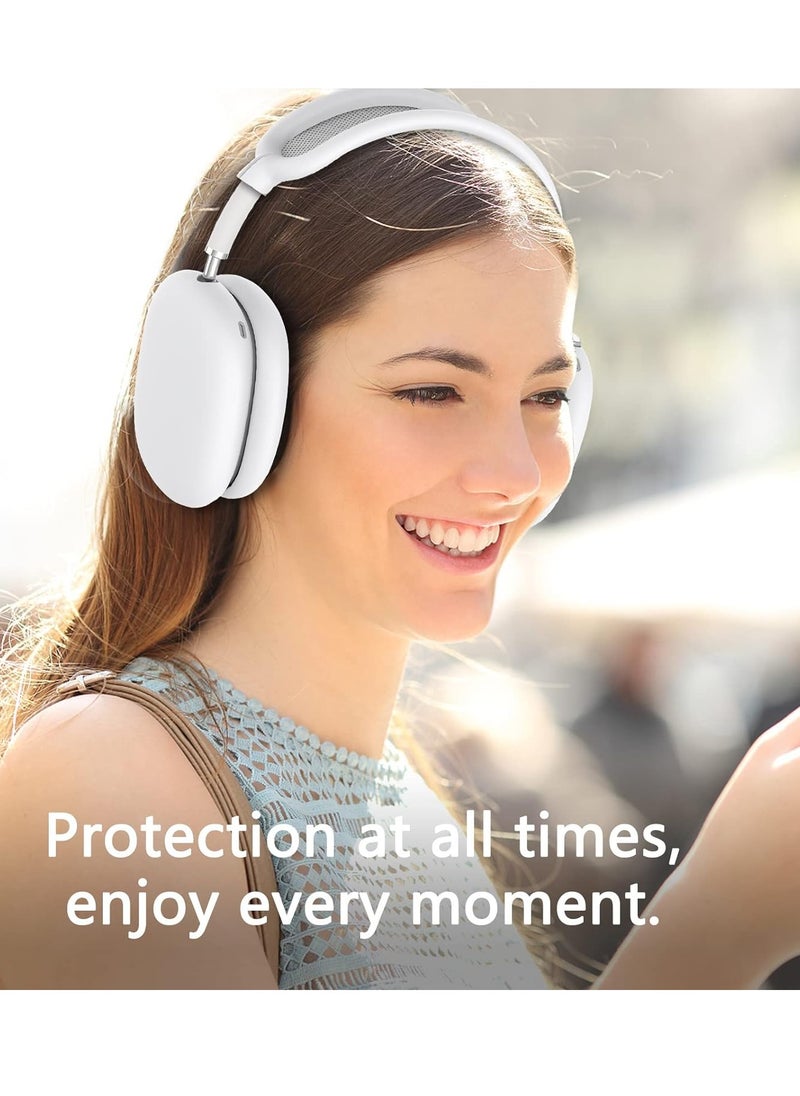 Mmmon - Silicone Case Cover for AirPods Max Headphones,Anti-Scratch Ear Pad Case Cover/Ear Cups Cover/Headband Cover for AirPods Max,Accessories Soft Silicone Skin Protector for Apple AirPods Max(White) - Image 1