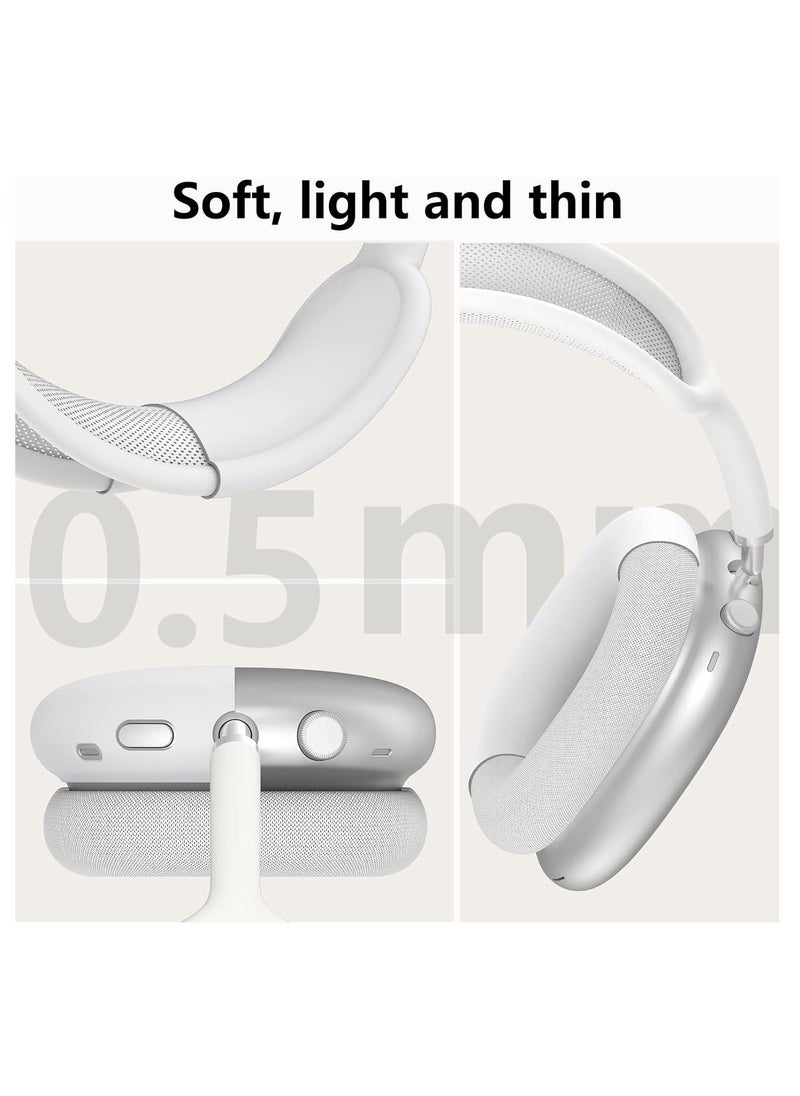 Mmmon - Silicone Case Cover for AirPods Max Headphones,Anti-Scratch Ear Pad Case Cover/Ear Cups Cover/Headband Cover for AirPods Max,Accessories Soft Silicone Skin Protector for Apple AirPods Max(White) - Image 1