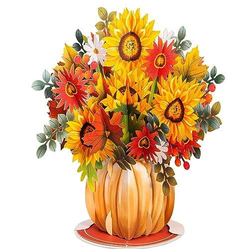 Paper Love HugePop Autumn Harvest Bouquet 3D Pop Up Card With Detachable Paper Bouquet For Fall Thanksgiving All Occasions or Just Because Jumbo 10 x 14 Cover Includes Envelope and Note Card - Image 1