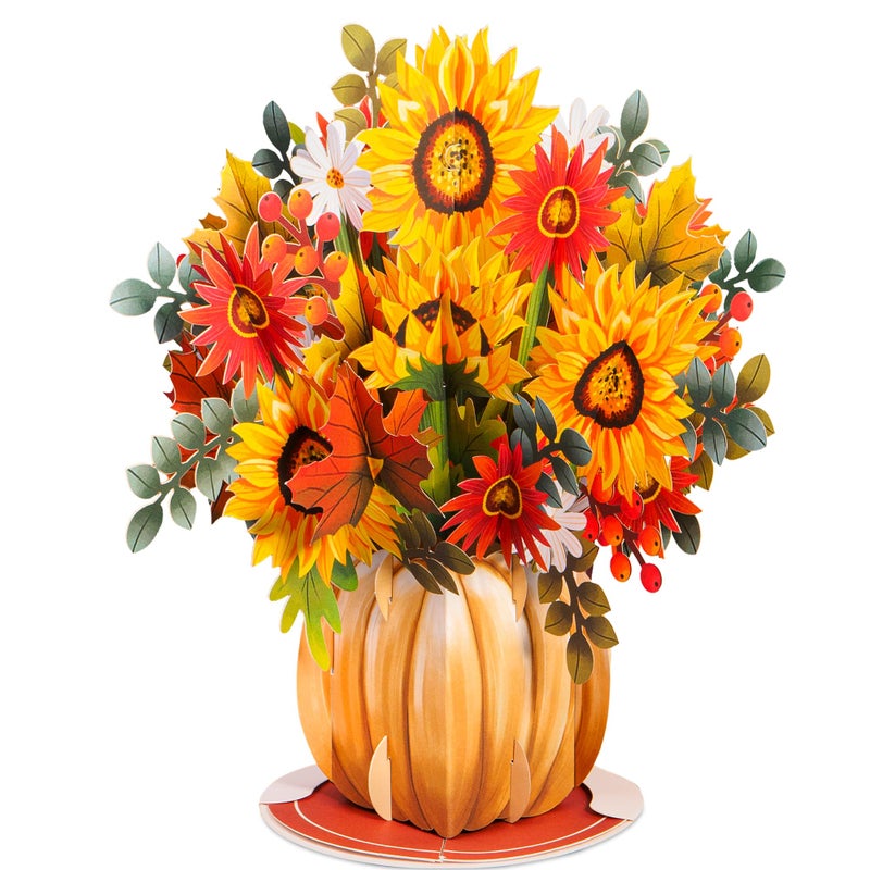 Paper Love HugePop Autumn Harvest Bouquet 3D Pop Up Card With Detachable Paper Bouquet For Fall Thanksgiving All Occasions or Just Because Jumbo 10 x 14 Cover Includes Envelope and Note Card - Image 2
