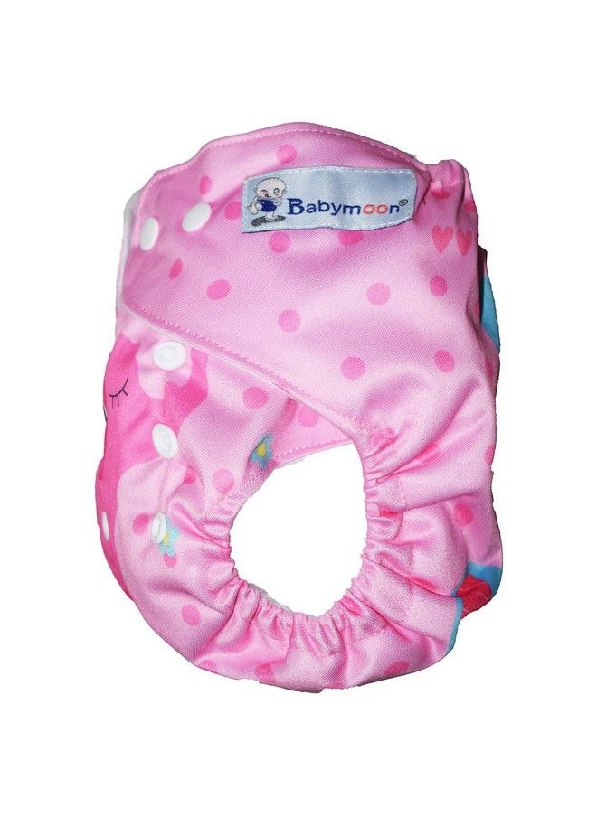 BabyMoon - (Set Of 2) 1 Cloth Diaper With 5Layers Charcoal Bamboo Insert) Premium Adjustable Reusable Cloth Diaper (Elephant Pink) - Image 1