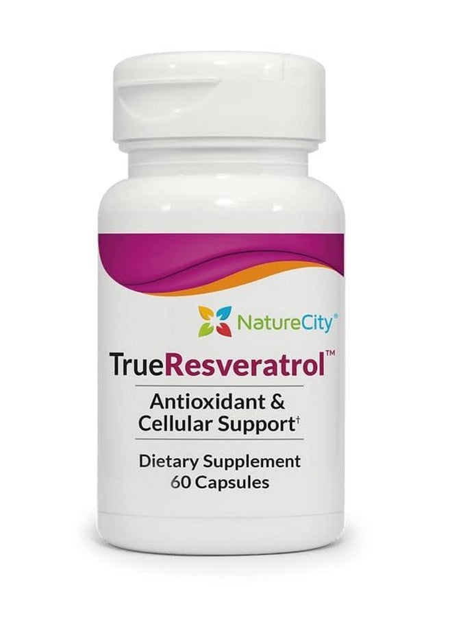 نايتشر سيتي - NatureCity TrueResveratrol 75mg Trans Resveratrol Supplement of 98% Pure Veri-te | مكمل مضاد للأكسدة مضاد للشيخوخة لدعم القلب والأوعية الدموية والمناعة والعظام والإدراك | 60 كبسولة نباتية - Image 1