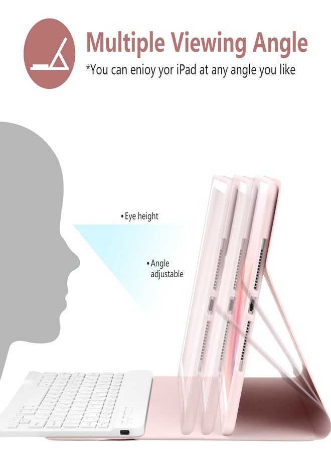 تاييانج جراب لوحة مفاتيح TaIYanG لأجهزة iPad من الجيل التاسع/الثامن/السابع، جراب لوحة مفاتيح ذكي لأجهزة iPad 10.2 بوصة 2021/2020/2019/iPad Air الجيل الثالث 2019/iPad Pro 10.5 بوصة 2017، مزود بحامل قلم، ووظيفة التشغيل/الإيقاف التلقائي، لون وردي - Image 4