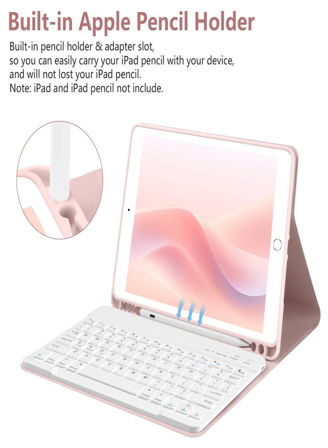 تاييانج جراب لوحة مفاتيح TaIYanG لأجهزة iPad من الجيل التاسع/الثامن/السابع، جراب لوحة مفاتيح ذكي لأجهزة iPad 10.2 بوصة 2021/2020/2019/iPad Air الجيل الثالث 2019/iPad Pro 10.5 بوصة 2017، مزود بحامل قلم، ووظيفة التشغيل/الإيقاف التلقائي، لون وردي - Image 5
