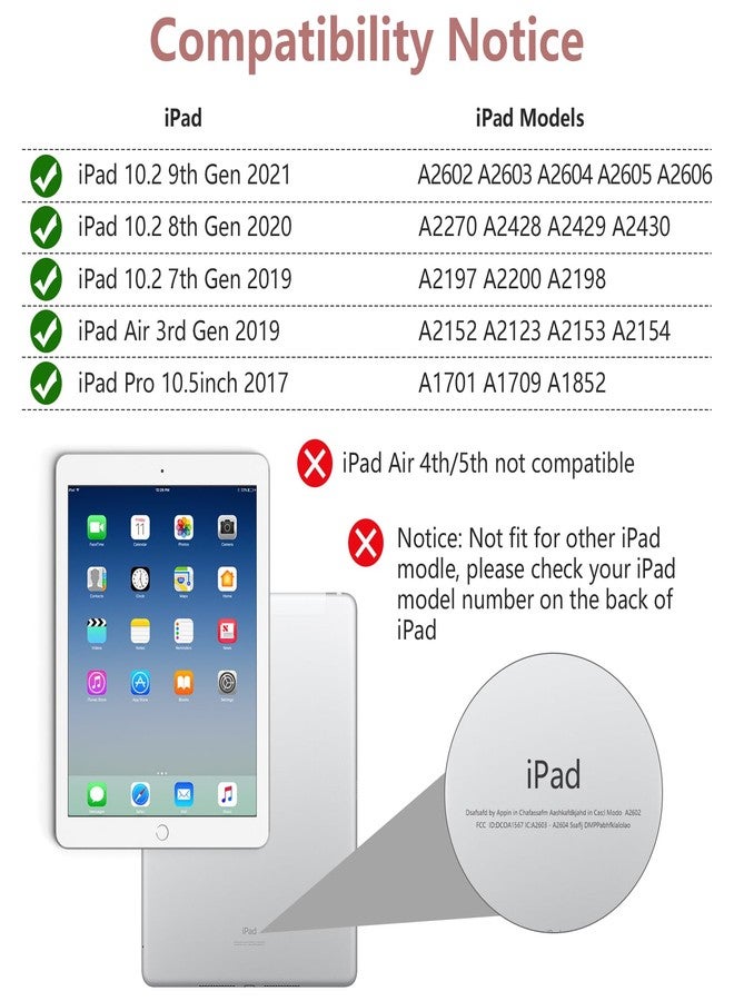تاييانج جراب لوحة مفاتيح TaIYanG لأجهزة iPad من الجيل التاسع/الثامن/السابع، جراب لوحة مفاتيح ذكي لأجهزة iPad 10.2 بوصة 2021/2020/2019/iPad Air الجيل الثالث 2019/iPad Pro 10.5 بوصة 2017، مزود بحامل قلم، ووظيفة التشغيل/الإيقاف التلقائي، لون وردي - Image 2