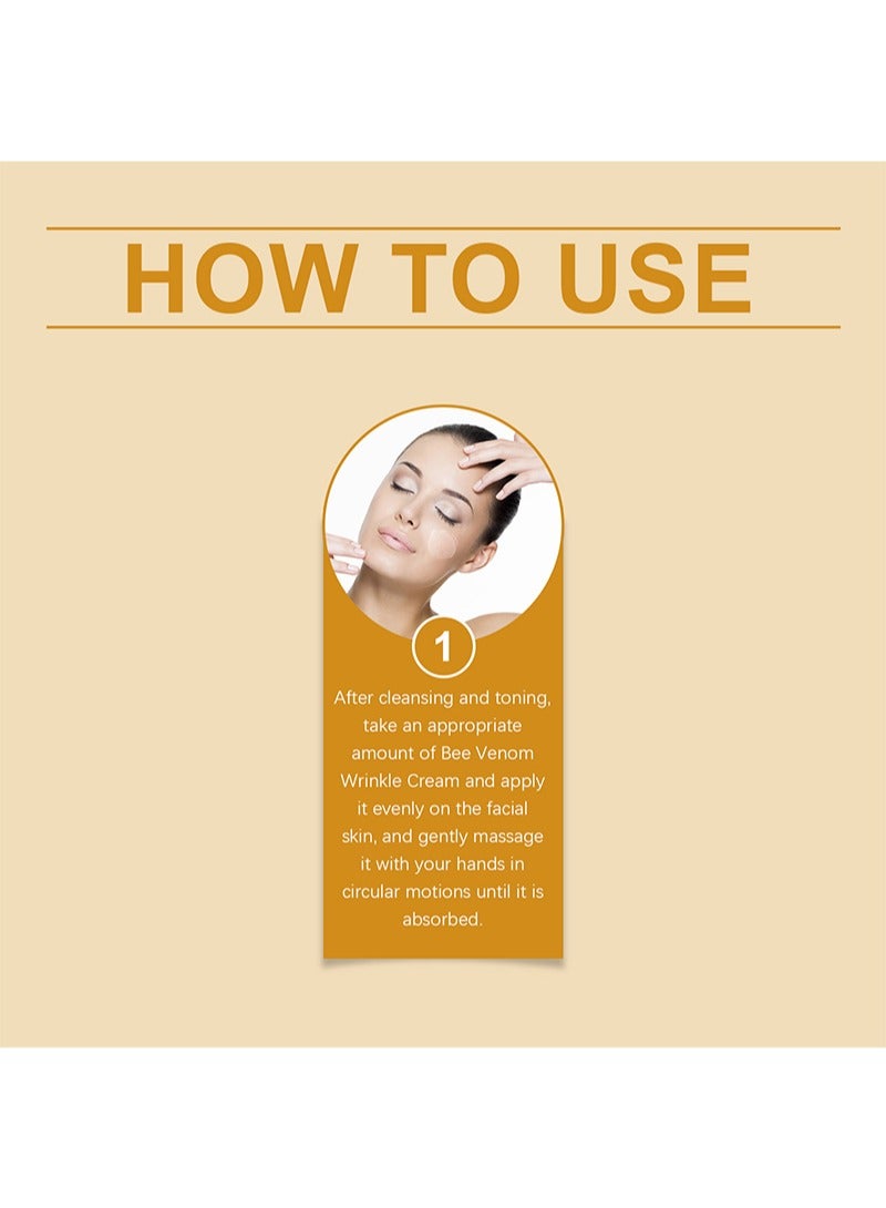 أوهو كريم بوتوكس سم النحل للتجاعيد، كريم علاج البشرة بسم النحل، مضاد للتجاعيد، مضاد للشيخوخة، مرطب، شد البشرة واستعادة حيويتها لجميع أنواع البشرة (قطعتان، 20 جم + 20 جم) - Image 4