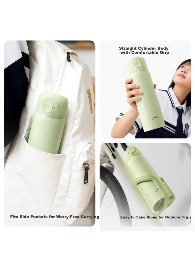 Haers New 316l Stainless Steel Insulated Straw Cup Portable School Water Bottle Green 500ml - Image 3