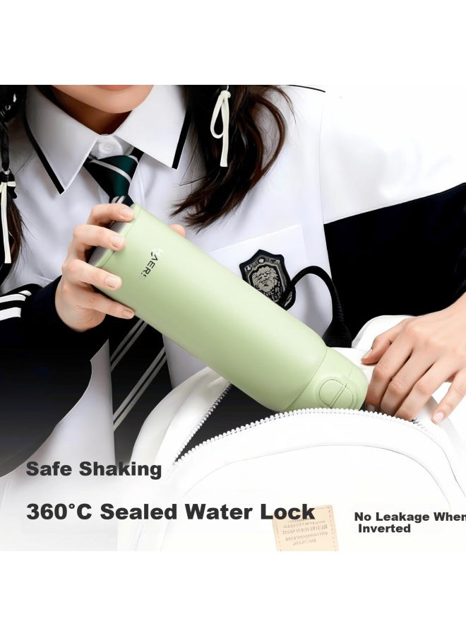 Haers New 316l Stainless Steel Insulated Straw Cup Portable School Water Bottle Green 500ml - Image 4