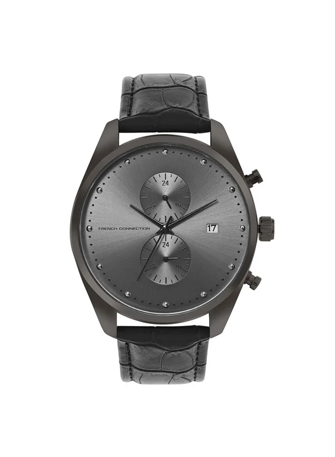 French Connection 44mm Men's Quartz Watch with Gun Dial